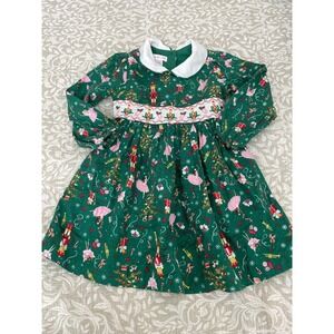 Bonnie Jean Dress Girl 4T Nutcracker Ballet Novelty Print Smocked A Line Holiday